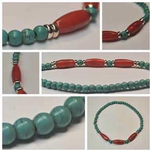 * * STRESS RELIEF * HEALING * * TURQUOISE & CORAL BRACELET